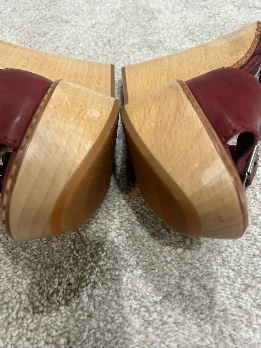 Chloe 60th Anniversary Burgundy Leather Heritage Wedge Sandals Size 39.5